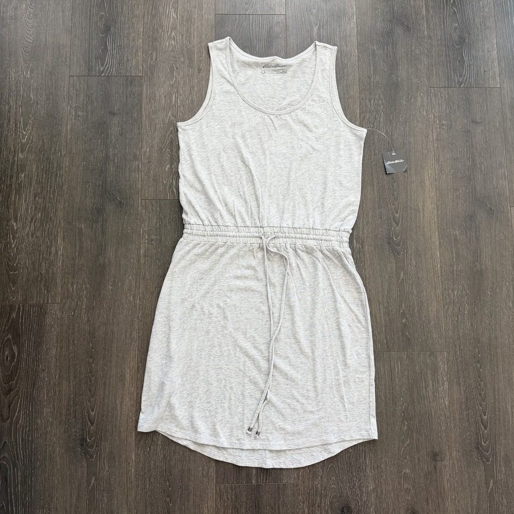 Eddie Bauer Womens Cotton Tank Dress Sz L Gray NWT Outdoor Drawstring Gorpcore